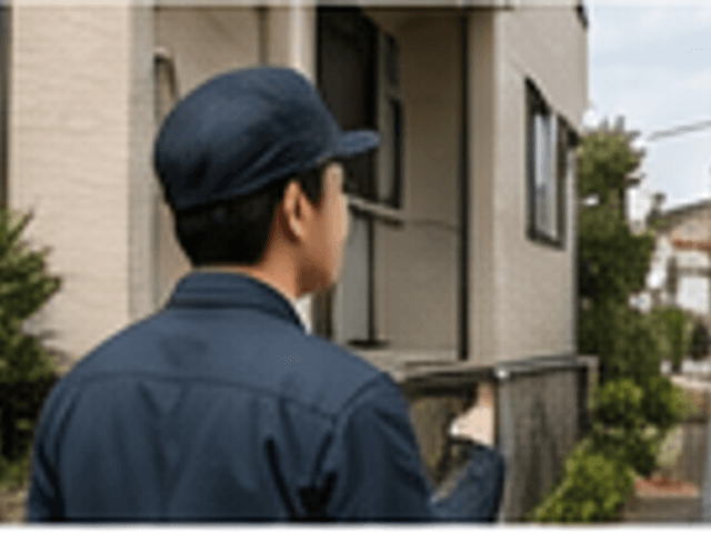 住まいを確認する担当者
